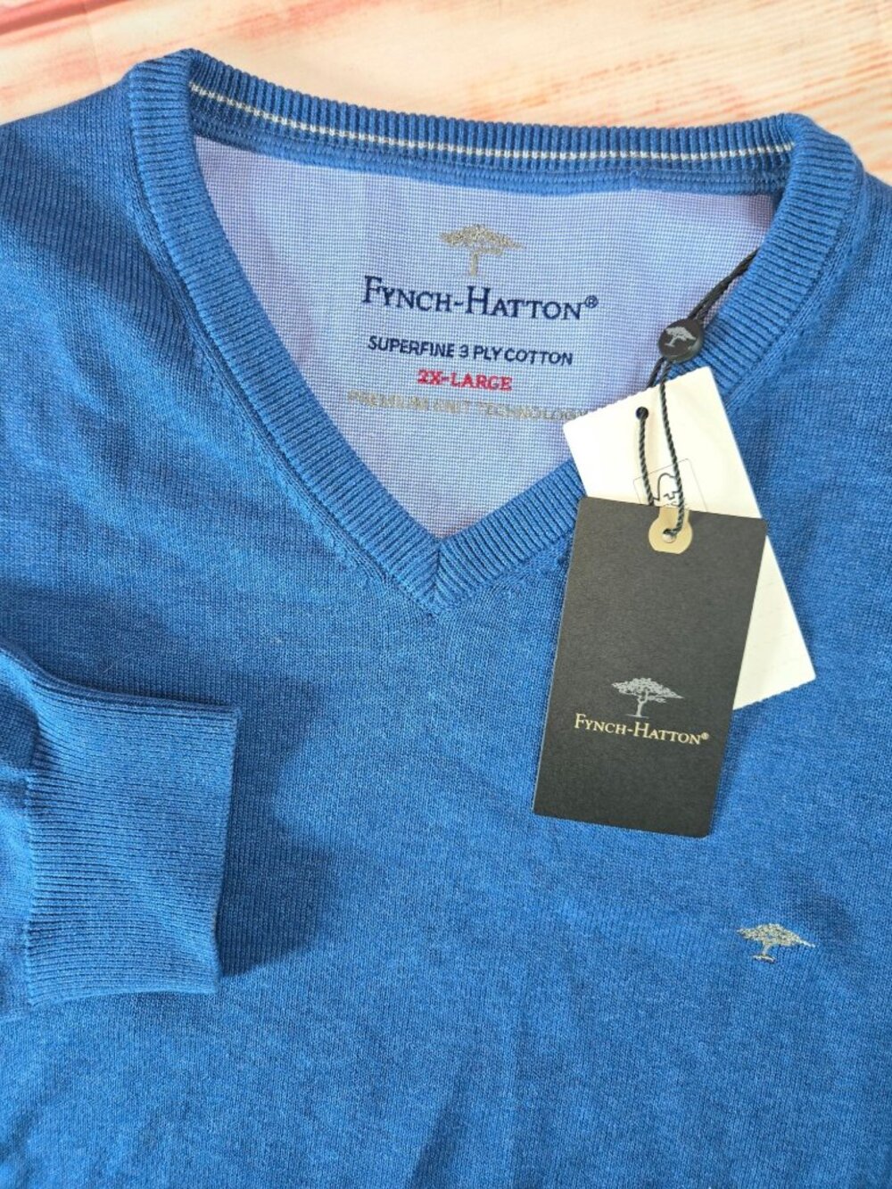 Fynch-Hatton Mens Blue V-Neck Sweater XXL NWT